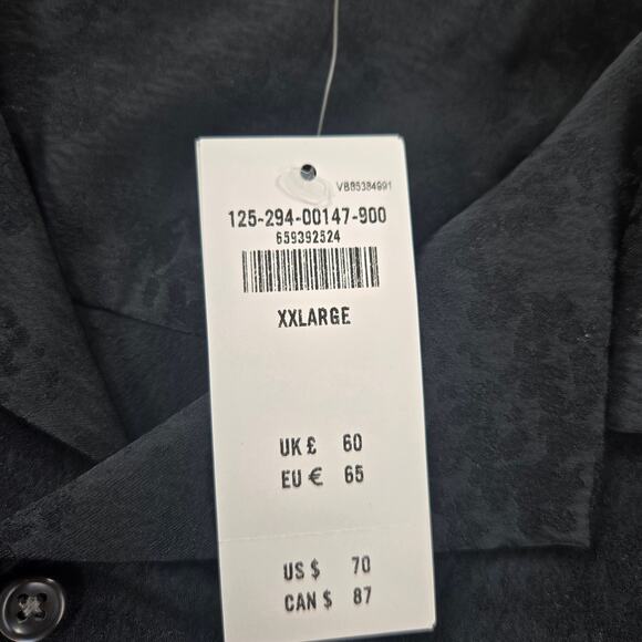 NWT Abercrombie & Fitch Jacquard Cropped Short Sleeve Black Button Up Size XXL - Picture 4 of 8